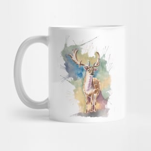 Deer Watercolor with great background multicolor Mug